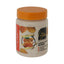 Refect Beauty Bioluxe almond and honey facial scrub in a clear jar with an orange lid for gentle skin exfoliation.