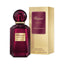 Refect Beauty Chopard Imperiale Vanille Malika perfume bottle in deep purple glass next to its gold and maroon box.