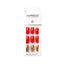 Refect Beauty KISS imPRESS medium length press-on nails in glossy red and gold glitter finish in retail packaging