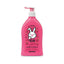 Refect Beauty Sanosan Kids raspberry 2-in-1 shower and shampoo bottle with a cute rabbit graphic and pump dispenser.