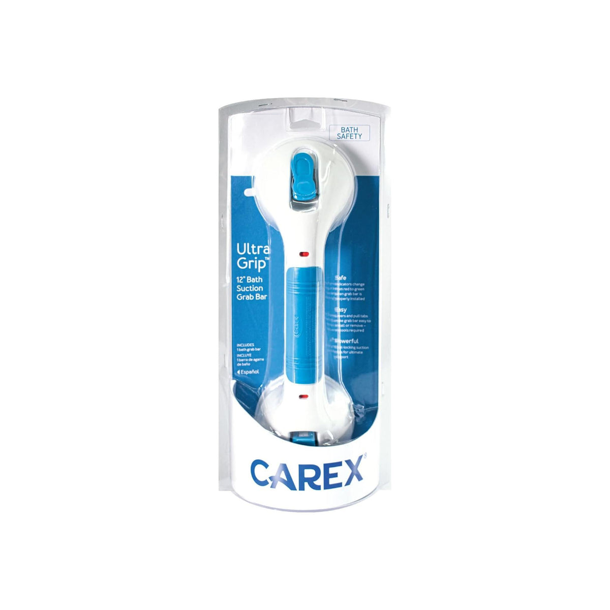 Carex Suction Shower Grab Bar Dual Locking Grab