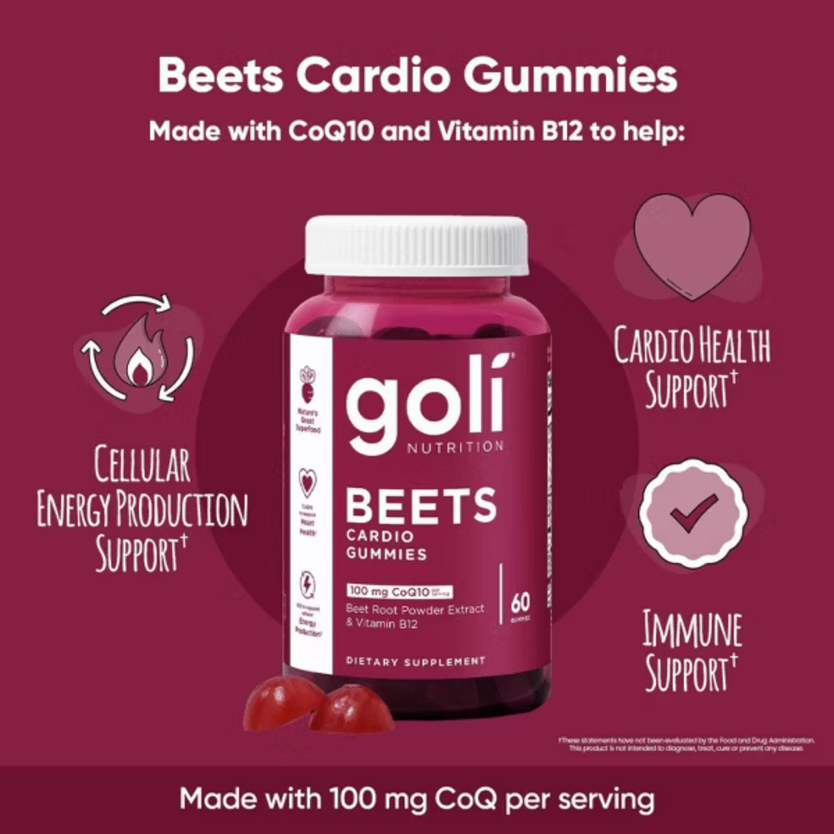 Goli Nutrition Beets Cardio Gummies -- 60 Gummies