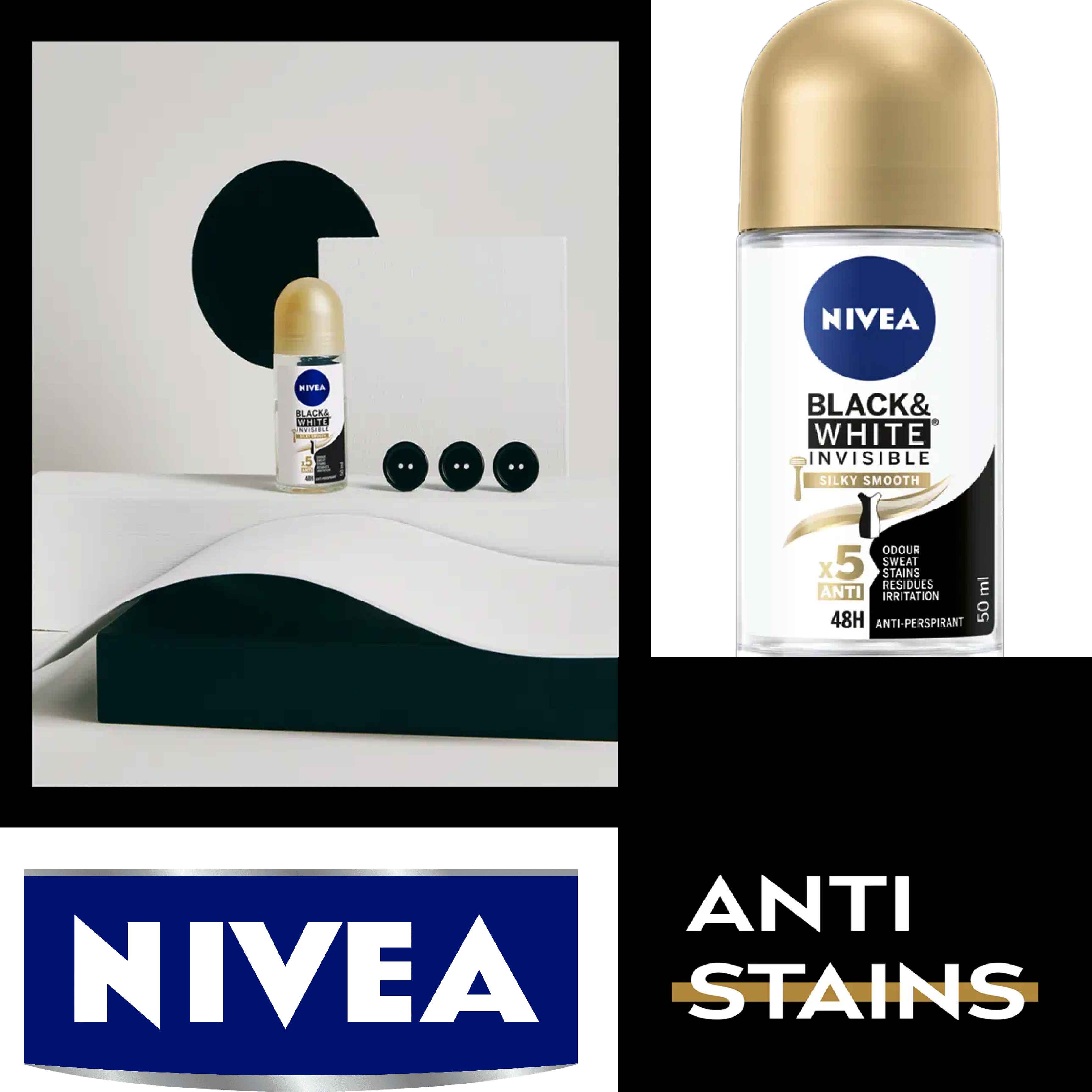 Nivea Black & White Silky Smooth Women Roll-On - Anti-Perspirant