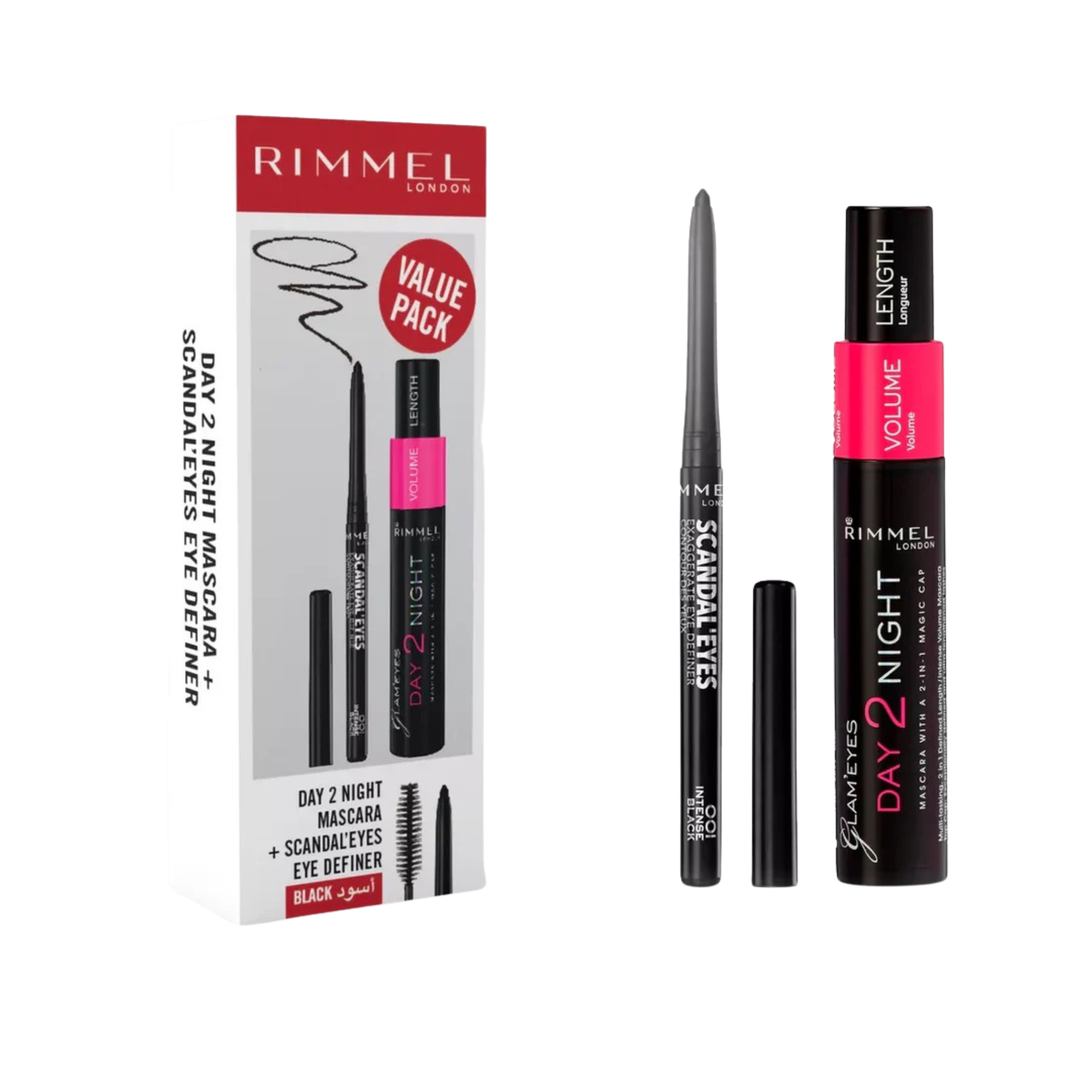 Rimmel Day 2 Night Mascara + Scandaleyes Auto Eye Definer Intense Black Set