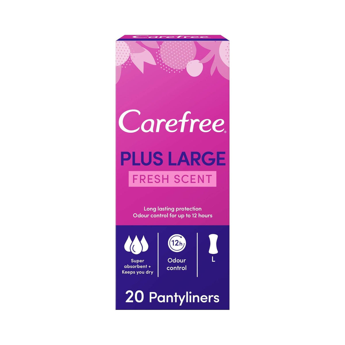 Carefree Plus Large Panty Liners Fresh Scent 20 Pads