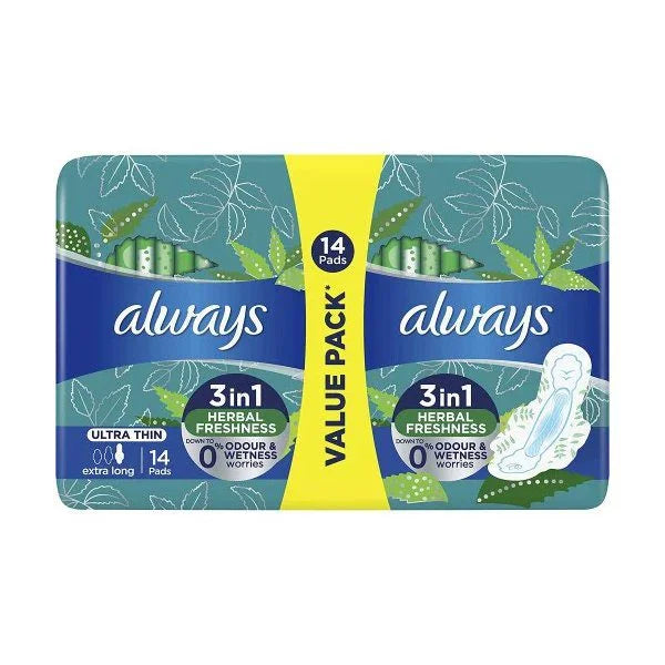 Always Ultra Thin Extra Long Herbal Freshness Double 14 Pads