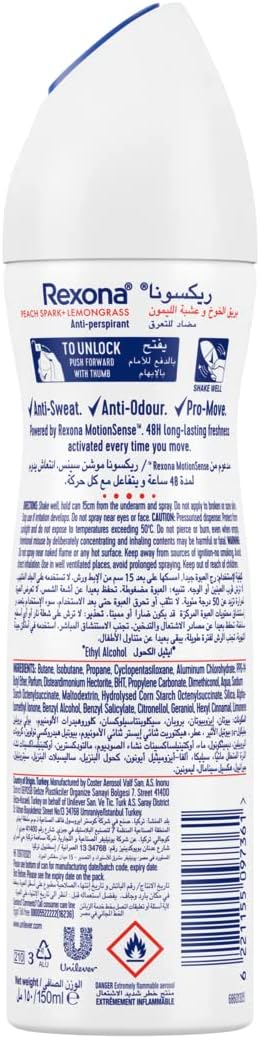 Rexona Peach Spark & Lemongrass - Antiperspirants Spray For Women