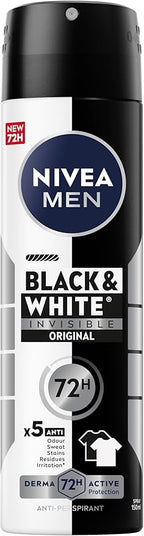 Black and White Invisible - Antiperspirant Spray For Men