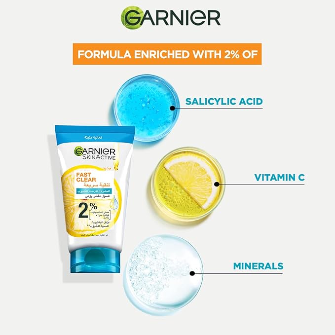 Garnier Skinactive Fast Clear 3 In 1 Exfoliating Wash Anti Acne