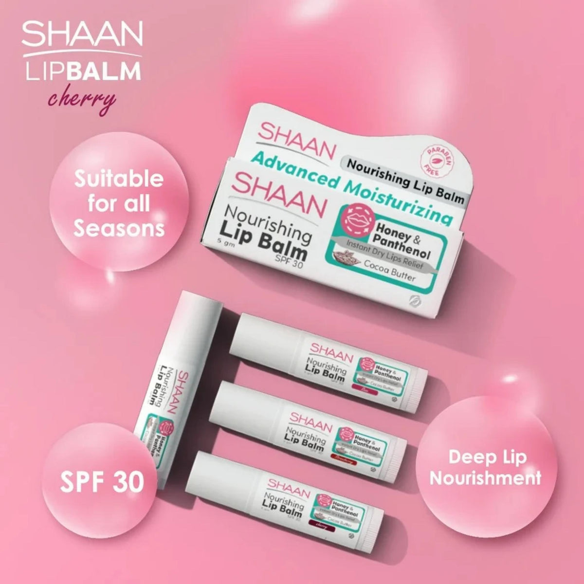 Shaan Nourishing Lip Balm SPF 30+ Honey & Panthenol Cherry