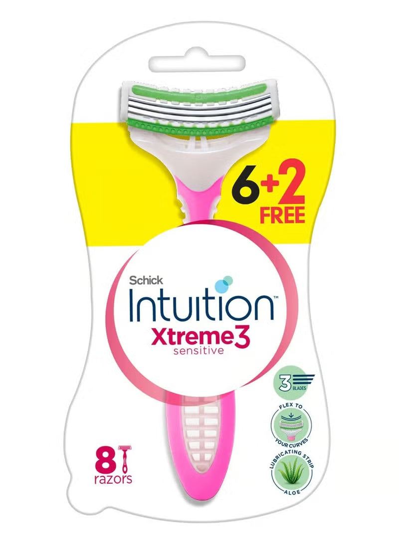 Schick Intuition Extreme 3 Blades 6+2 Razors For Women