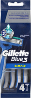Gillette Blue3 Simple Disposable 4 Razors For Men