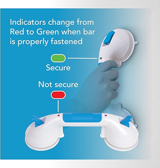 Carex Suction Shower Grab Bar Dual Locking Grab