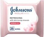 Johnson Cleansing Facial Micellar Wipes Refreshing Normal Skin 25 Wipes