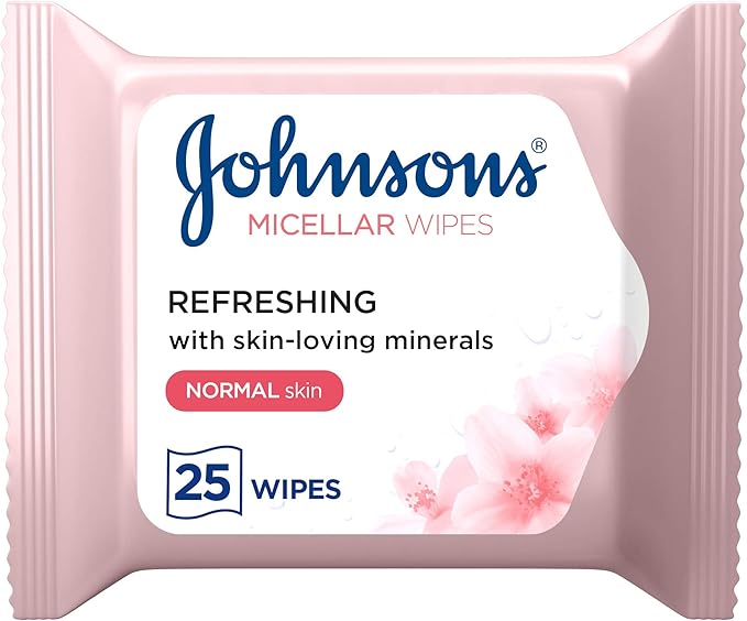 Johnson Cleansing Facial Micellar Wipes Refreshing Normal Skin 25 Wipes