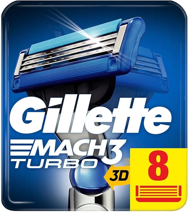 Gillette Mach3 Turbo 3D Blade Refill Cartridges 8 Razors