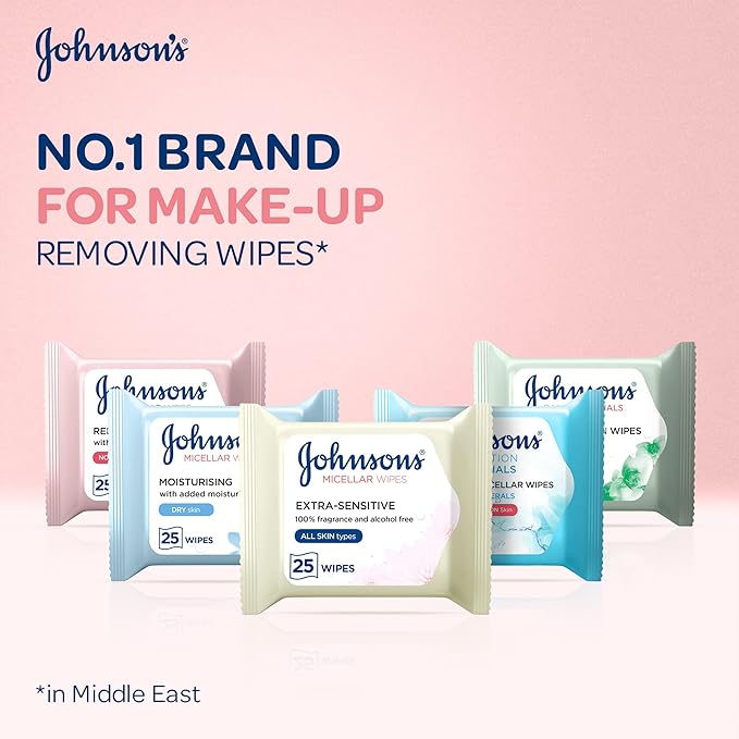 Johnson Cleansing Facial Micellar Wipes Refreshing Normal Skin 25 Wipes