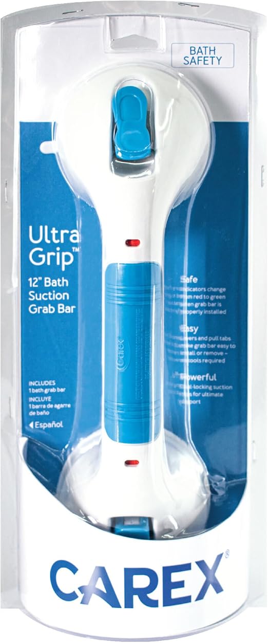 Carex Suction Shower Grab Bar Dual Locking Grab
