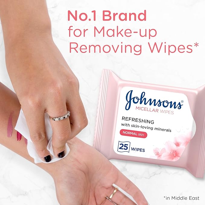 Johnson Cleansing Facial Micellar Wipes Refreshing Normal Skin 25 Wipes