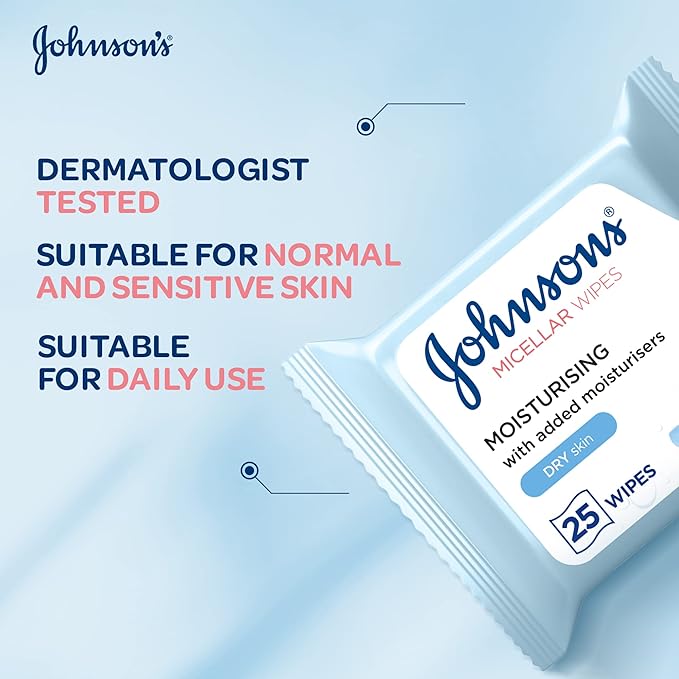 Johnsons Moisturizing Micellar Wet Wipes 25 Wipes