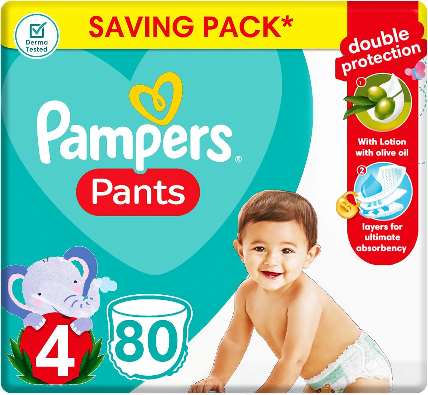 Pampers Pants With Olive Oil Size 4-80 Diapers