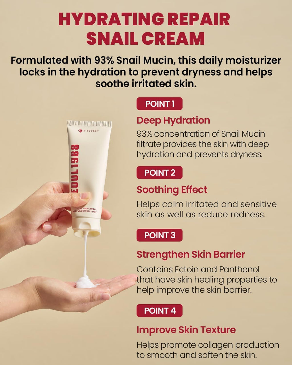 K-Secret - Seoul 1988 Cream Snail Mucin 93% + Rice