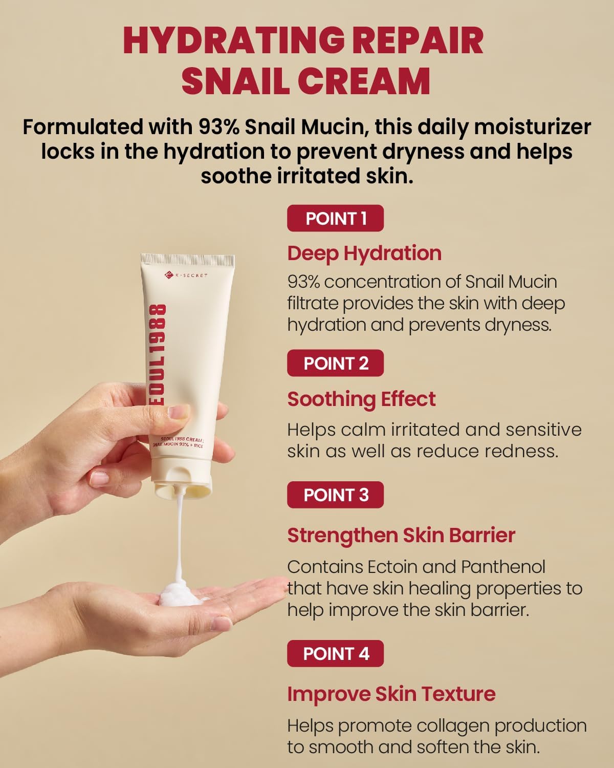 K-Secret - Seoul 1988 Cream Snail Mucin 93% + Rice