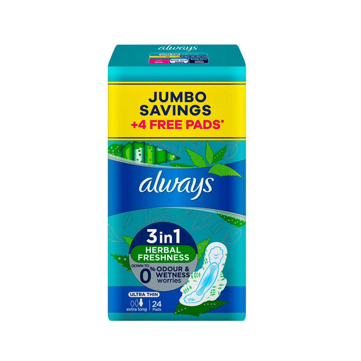 Always Ultra Extra Long Herbs Jumbo 24 Pads