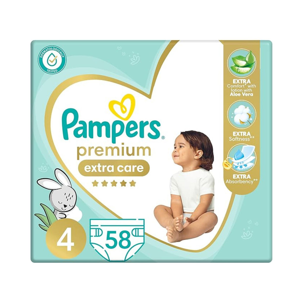 Pampers Premium Extra Care With Alo Vera Size 4-58 Diapers