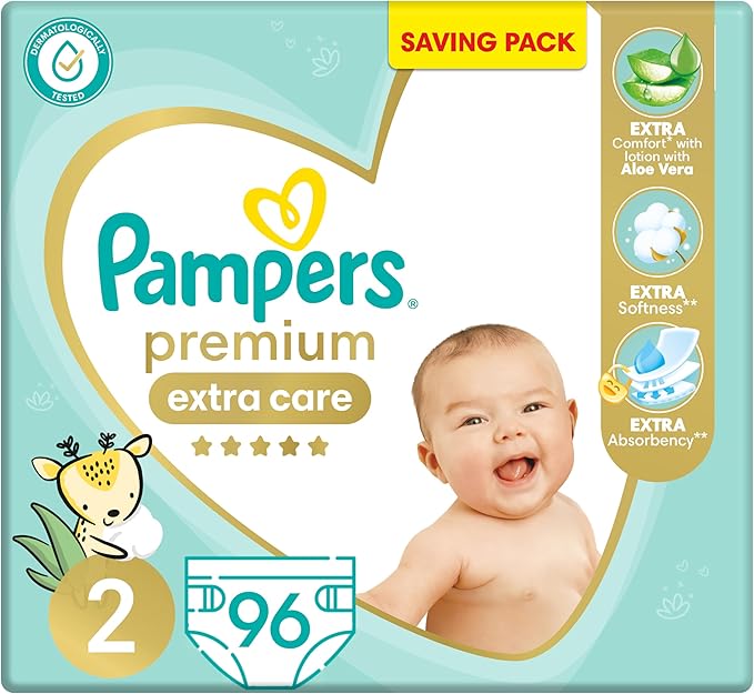 Pampers Premium Extra Care Diapers Size 2-96 Diapers