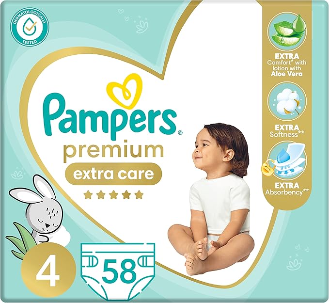 Pampers Premium Extra Care With Alo Vera Size 4-58 Diapers Main image