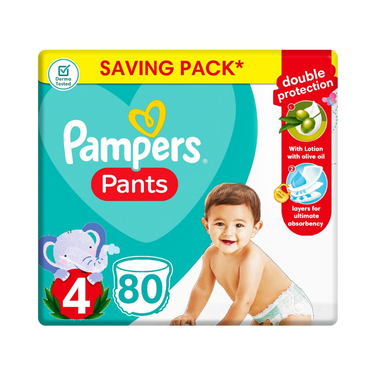 Pampers Pants With Olive Oil Size 4-80 Diapers