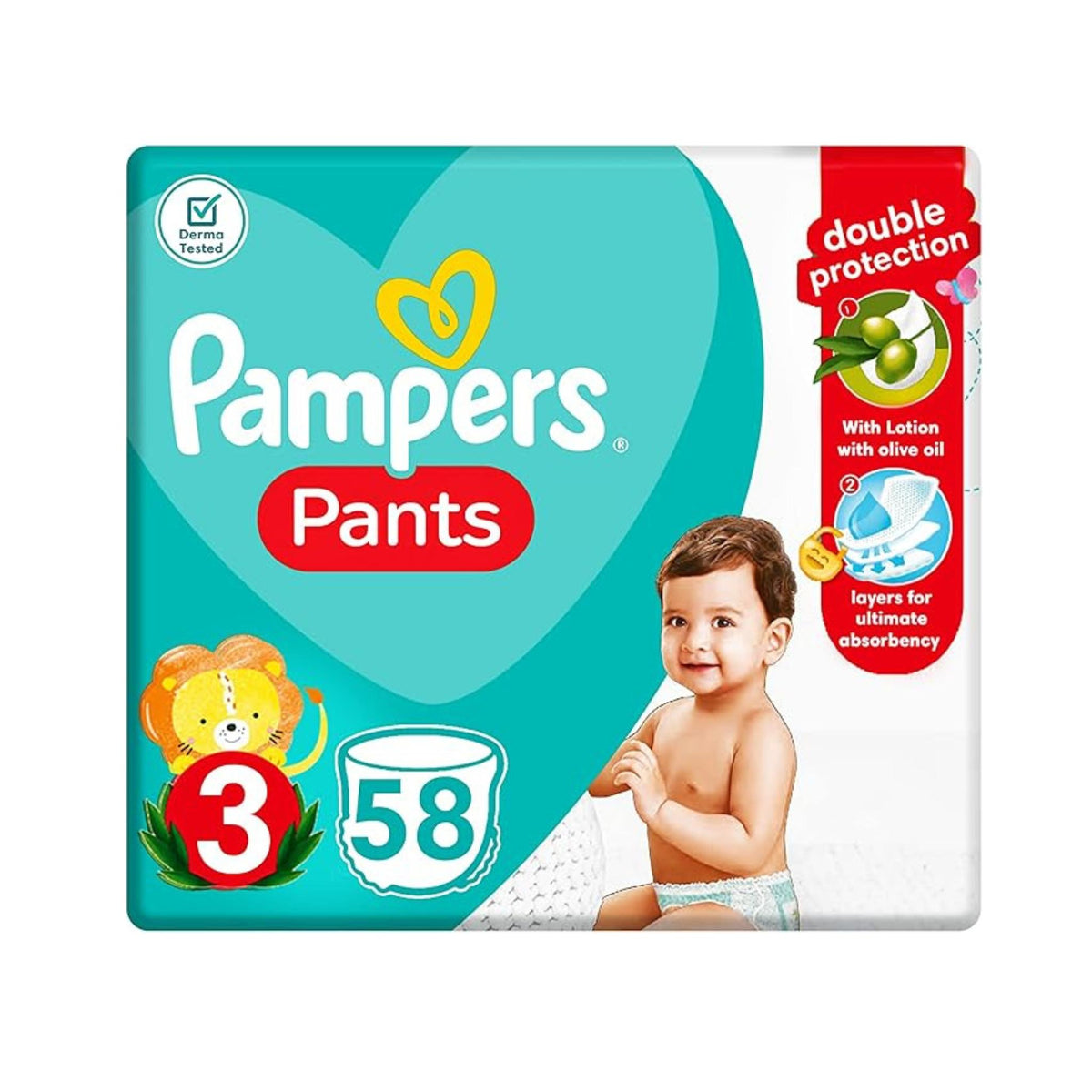 Pampers Pants Wit Olive Oil Size 3-58 Diapers