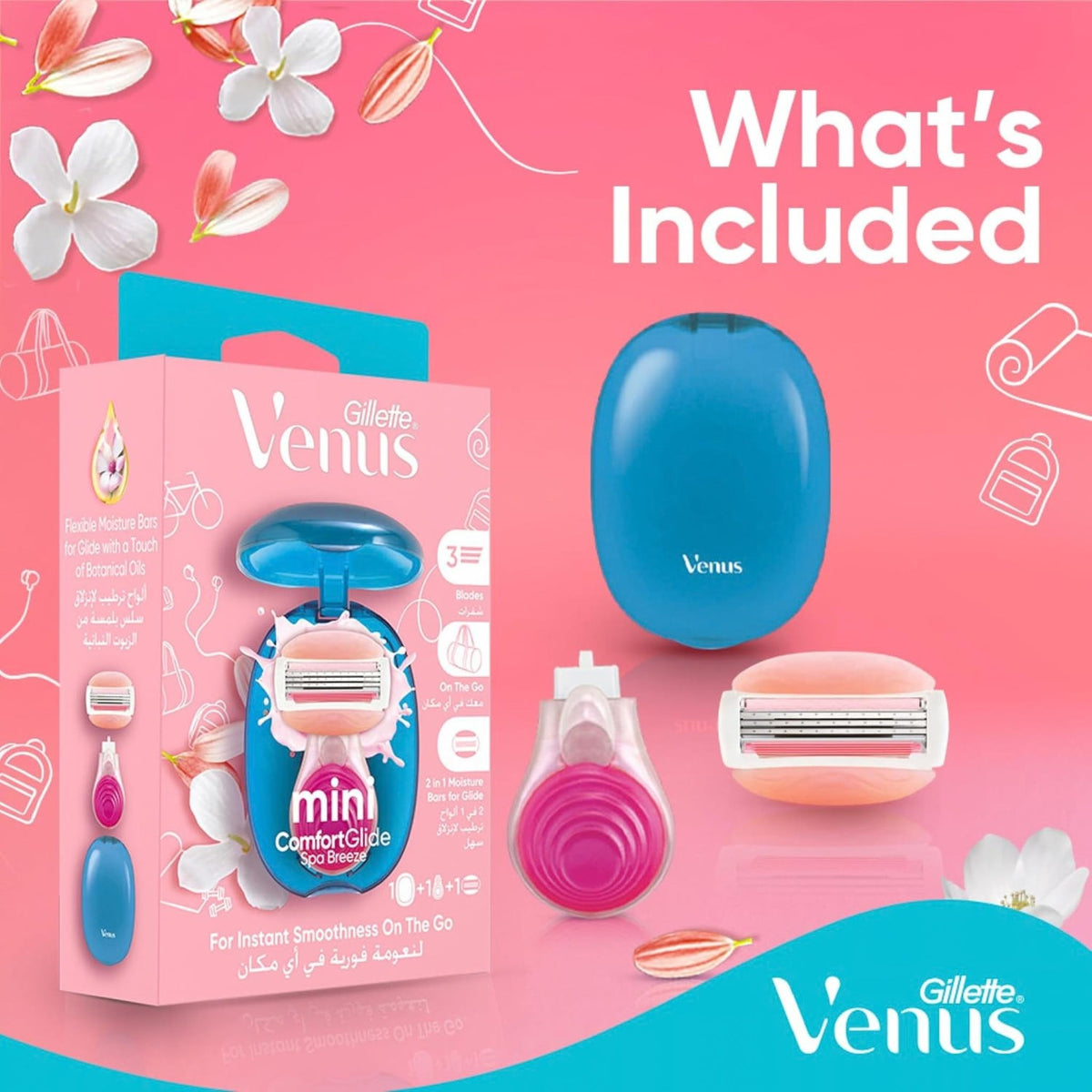 Gillette Venus Comfort Glide SPA Breeze - Mini Travel Refillable Razor