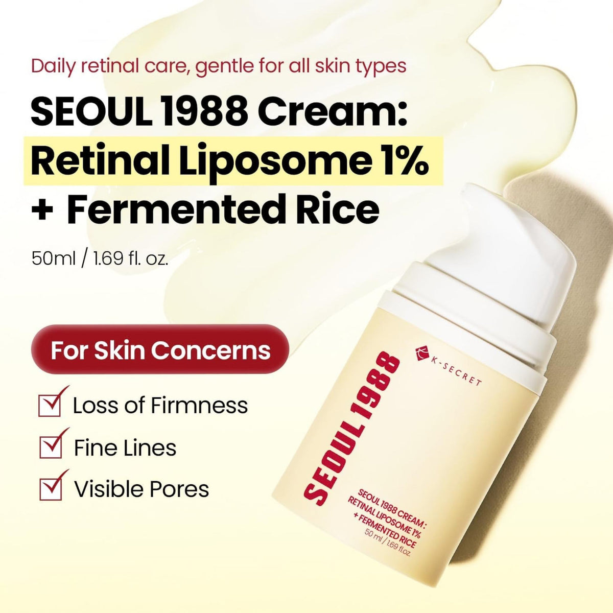 K-SECRET Seoul 1988 Retinal Liposome 1% & Fermented Rice Anti-Aging Face Cream - Face Cream