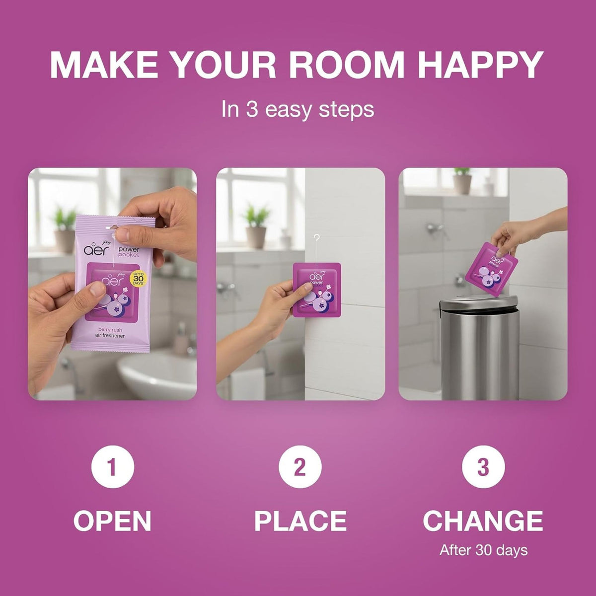Godrej Aer Power Pocket Bathroom Fragrance - Berry Rush