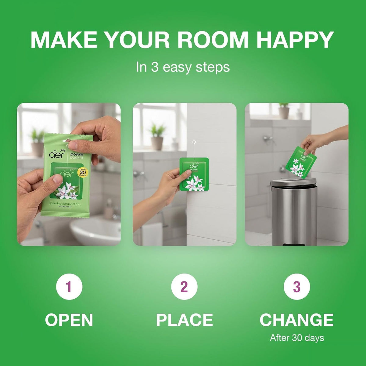 Godrej Aer Power Pocket Bathroom Fragrance - Jasmina Floral Delight