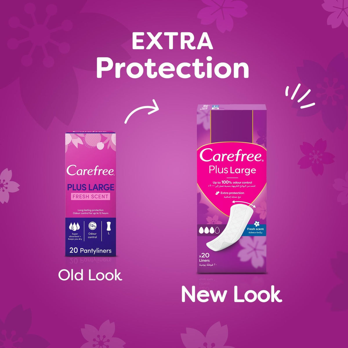 Carefree Plus Large Panty Liners Fresh Scent 20 Pads