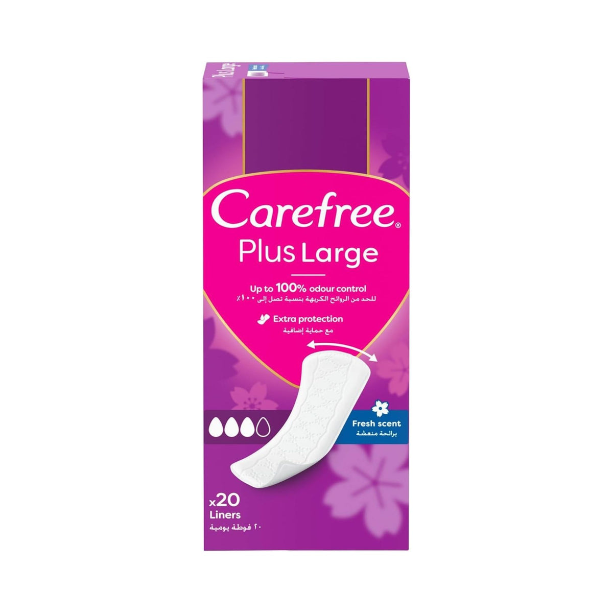Carefree Plus Large Panty Liners Fresh Scent 20 Pads