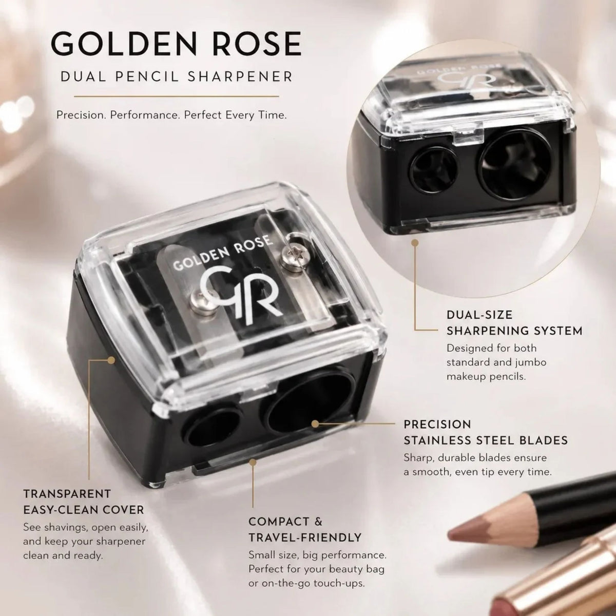 Golden Rose Pencil Sharpener - Makeup Sharpener