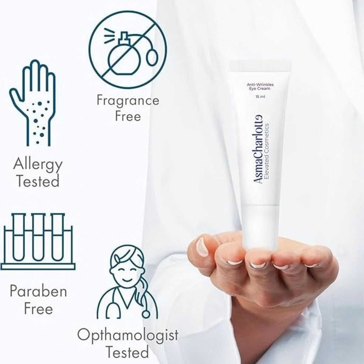 AsmaCharlotte Anti-Wrinkle Eye Cream with Retinal, Niacinamide & Hyaluronic Acid - Eye Cream