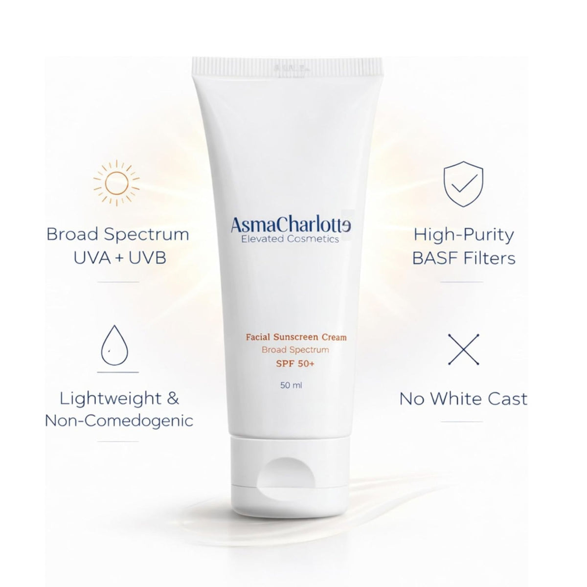 AsmaCharlotte Facial Sunscreen Cream - SPF 50+