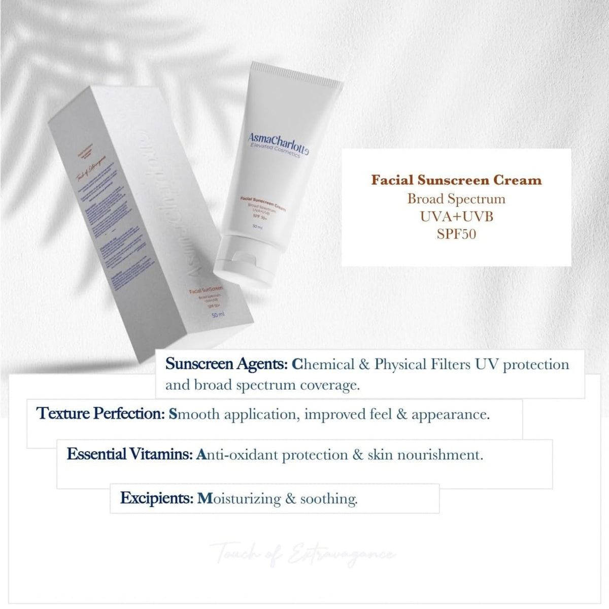 AsmaCharlotte Facial Sunscreen Cream - SPF 50+