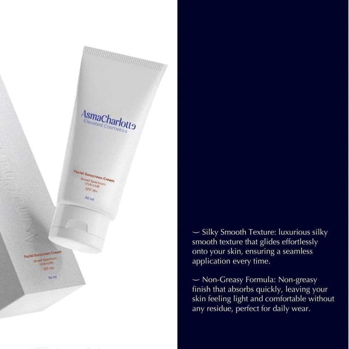 AsmaCharlotte Facial Sunscreen Cream - SPF 50+