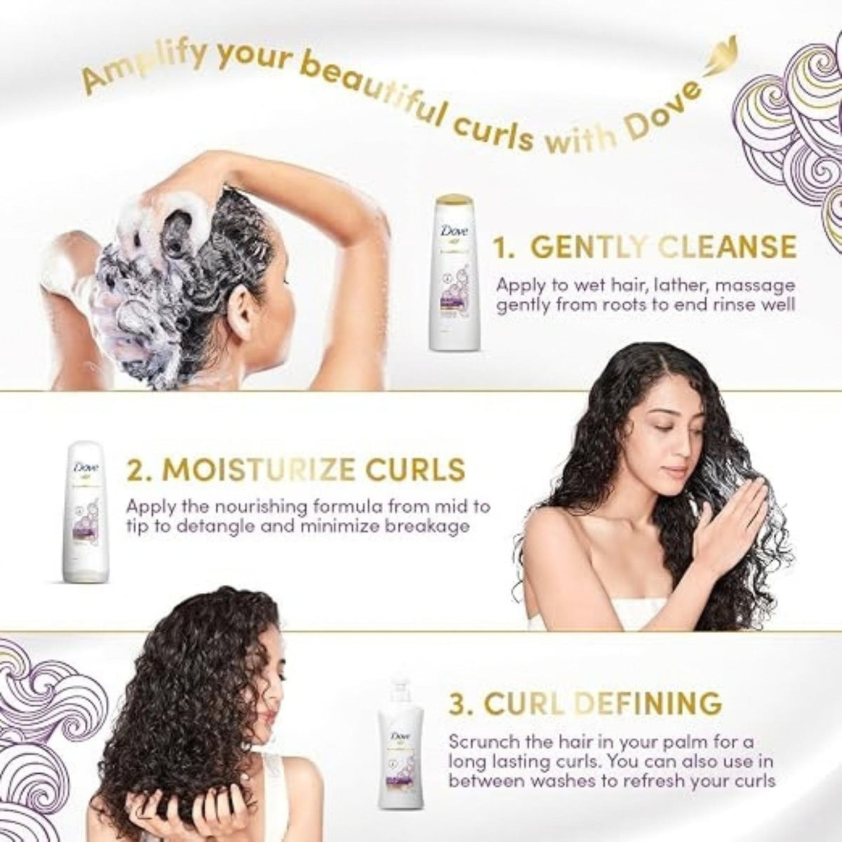 Dove Beautiful Curls Low Sulfate Shampoo + Conditioner - Hair Care Set