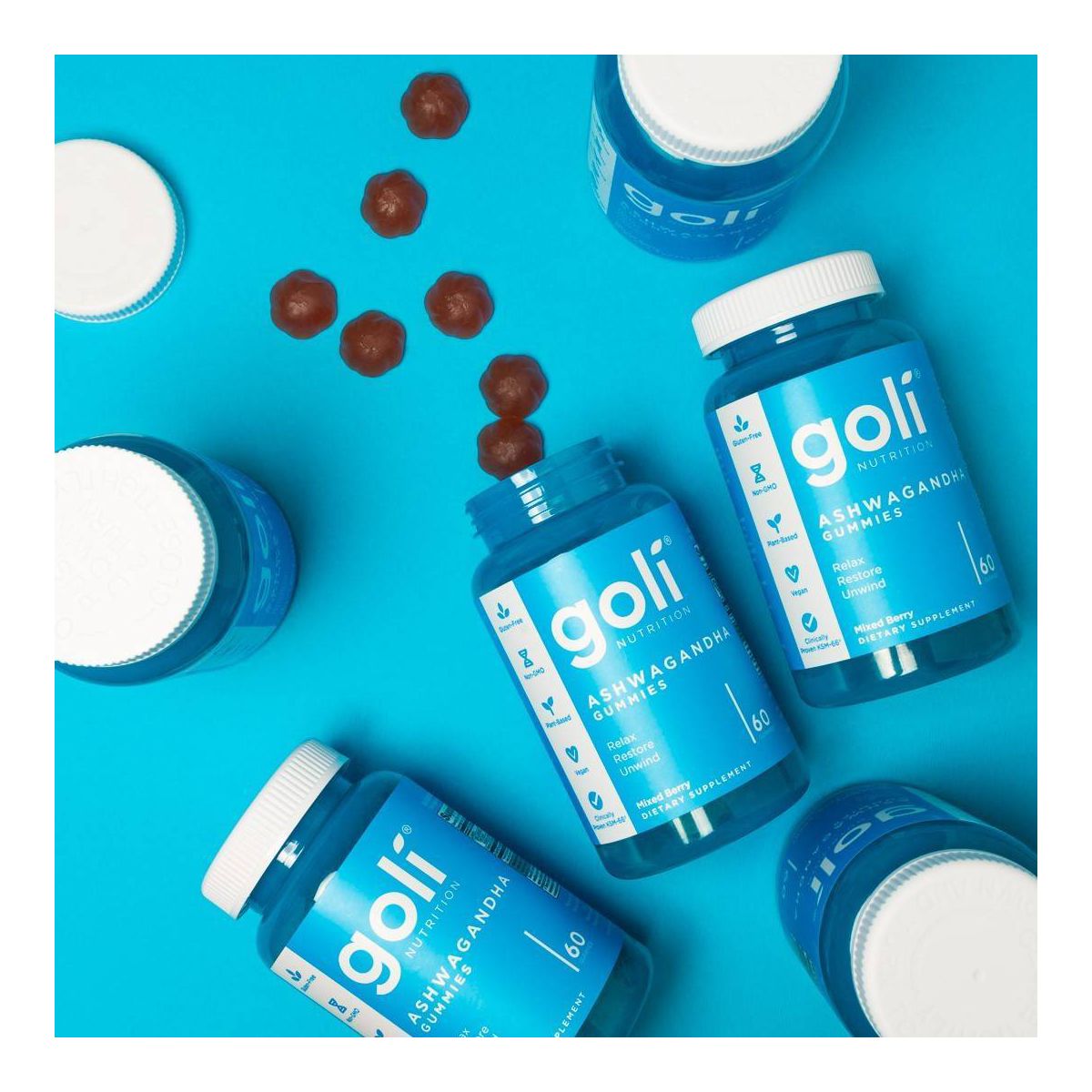 Goli Nutrition Ashwagandha Gummies Mixed Berry -- 60 Gummies