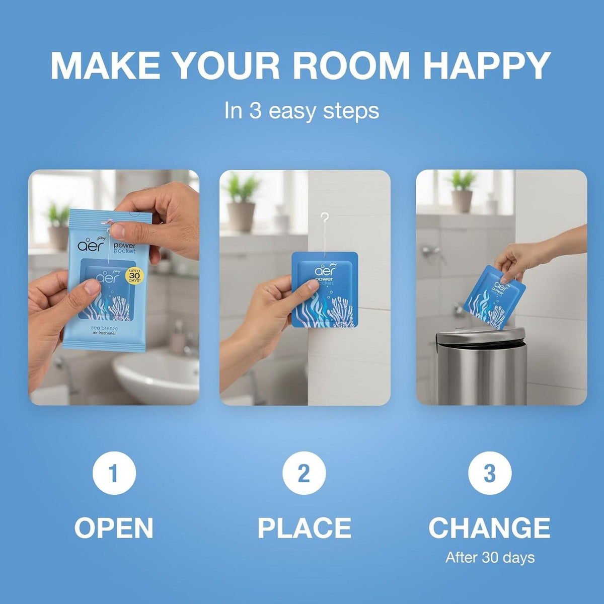 Godrej Aer Power Pocket Bathroom Fragrance - Sea Breeze