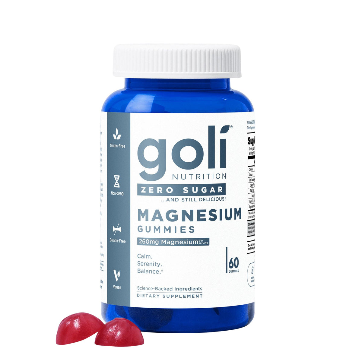 Goli Nutrition Zero Sugar Magnesium Gummies -- 60 Gummies