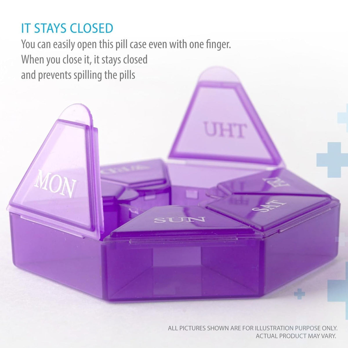 Small Weekly Pill Organizer - Round Pill Dispenser
