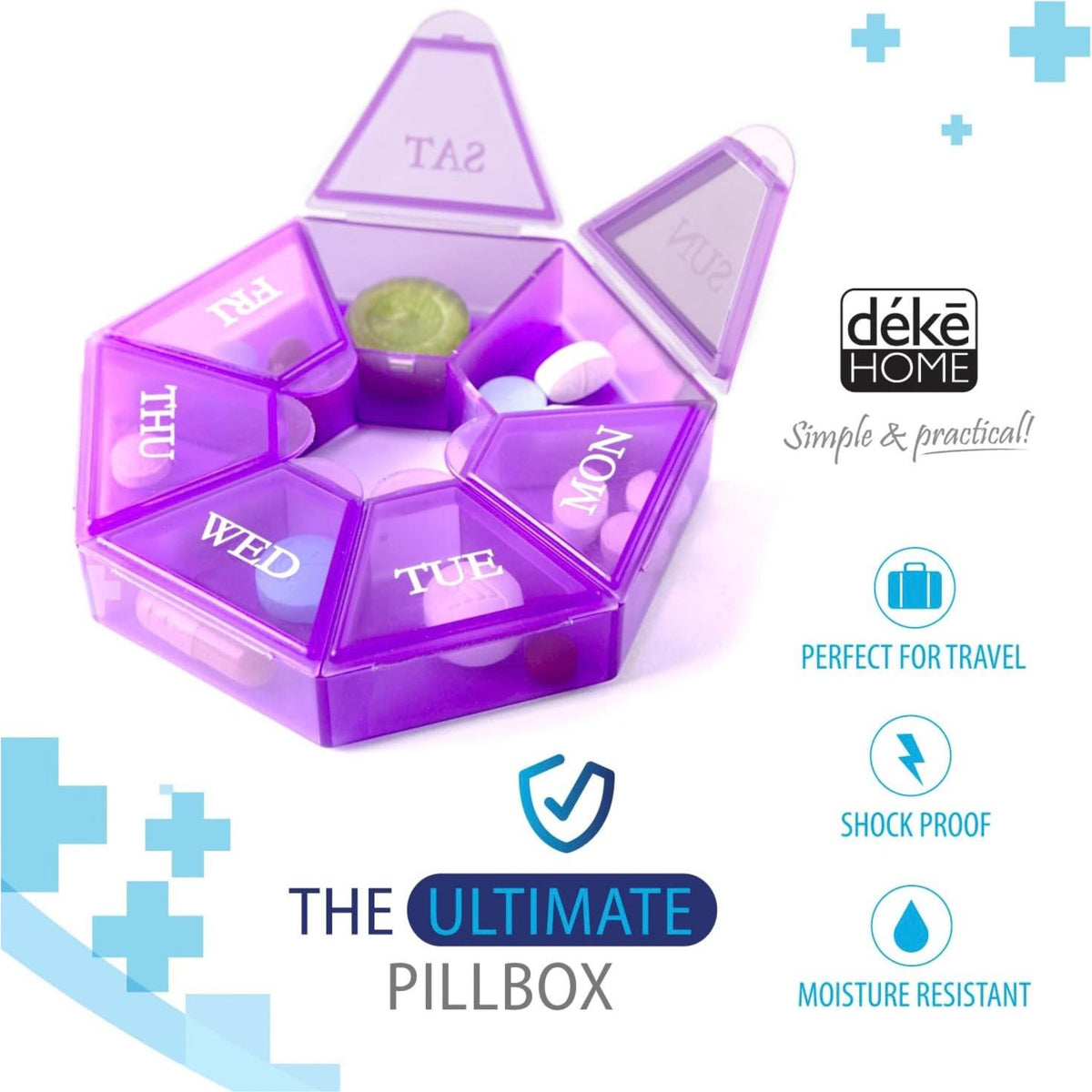 Small Weekly Pill Organizer - Round Pill Dispenser